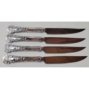 Reed & Barton Renaissance Solid Handle Steak Knives Stainless Set of 4 9.25in